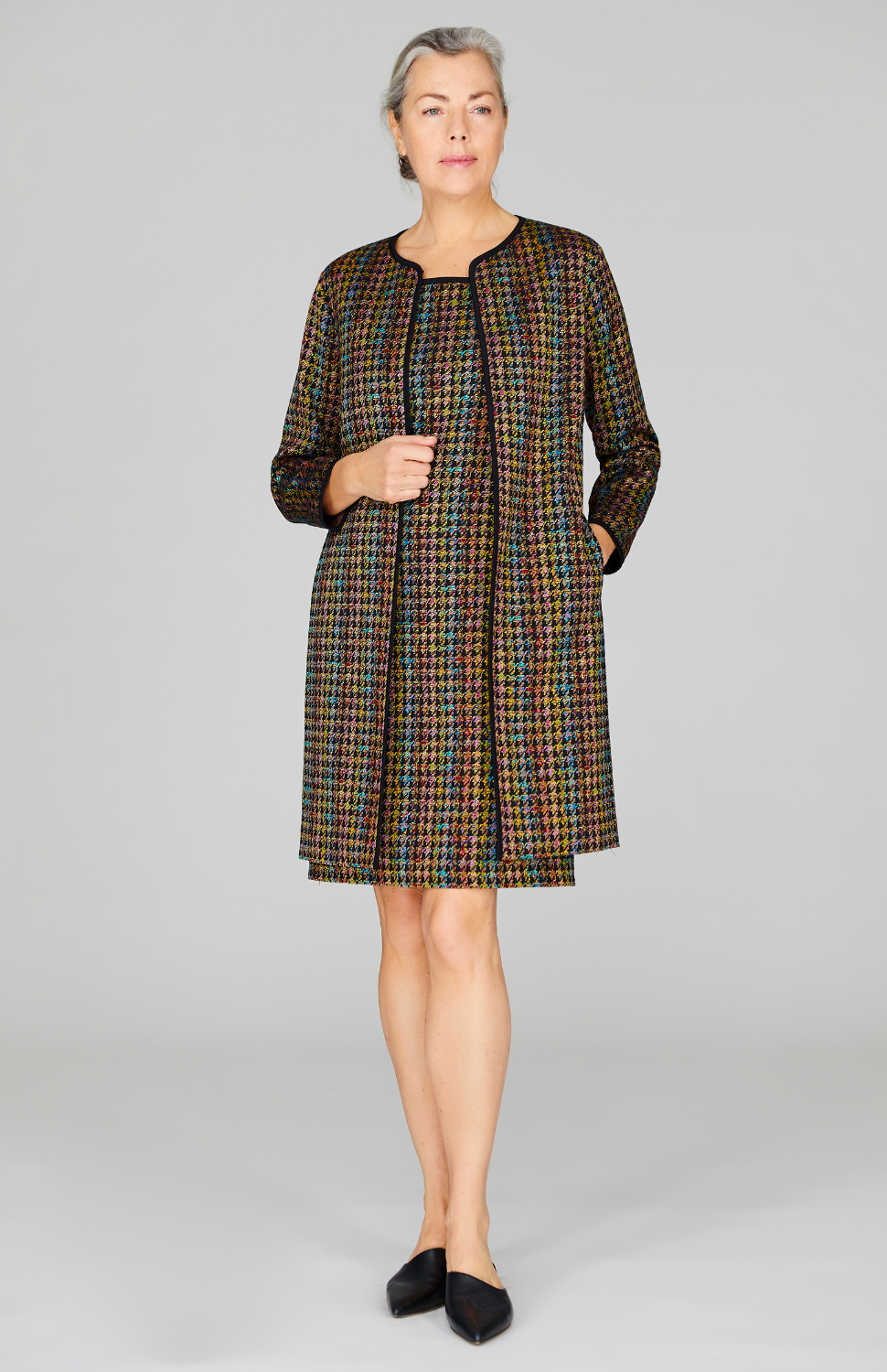 Rainbow Houndstooth Long Duster