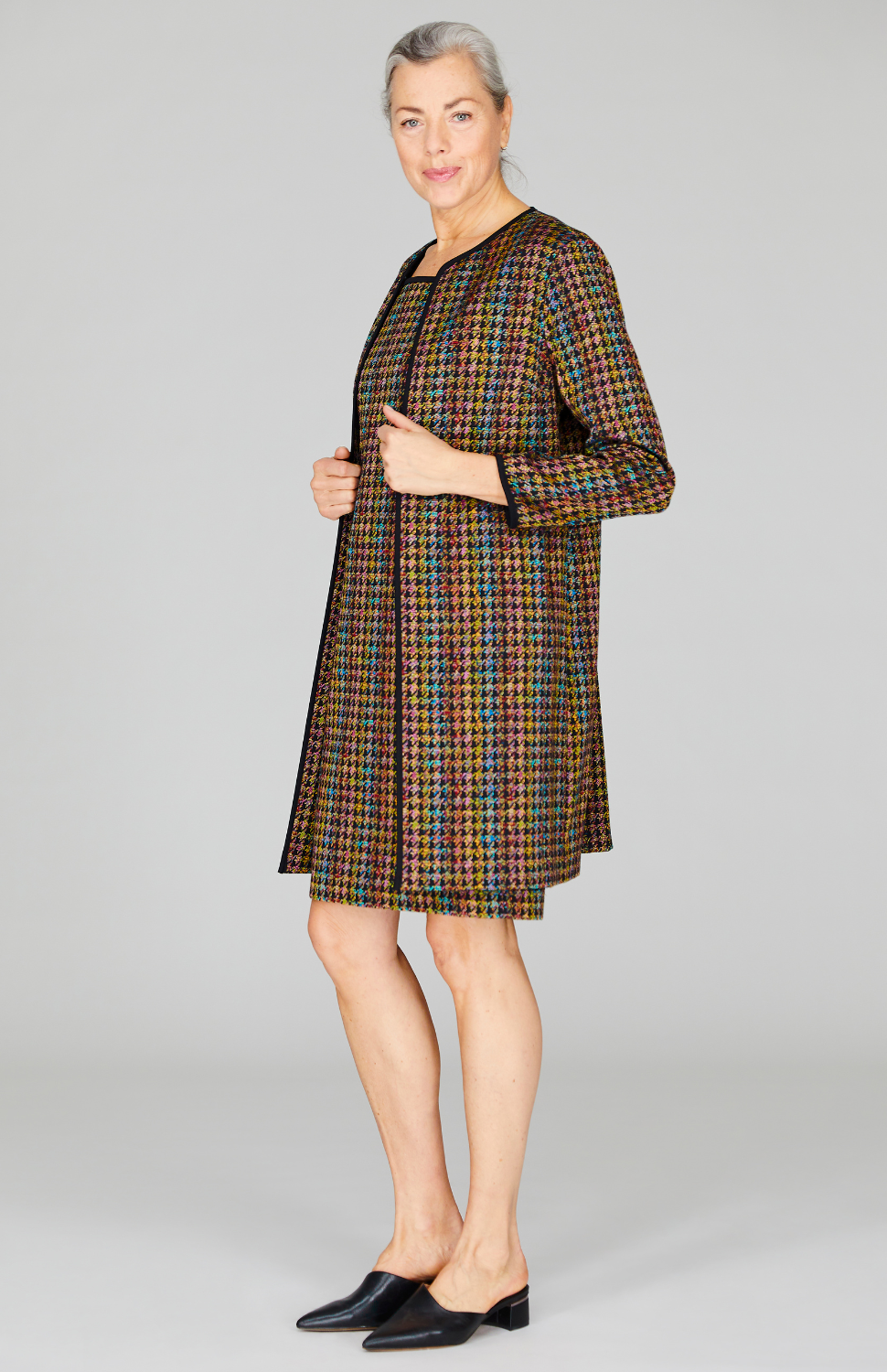 Rainbow Houndstooth Long Duster
