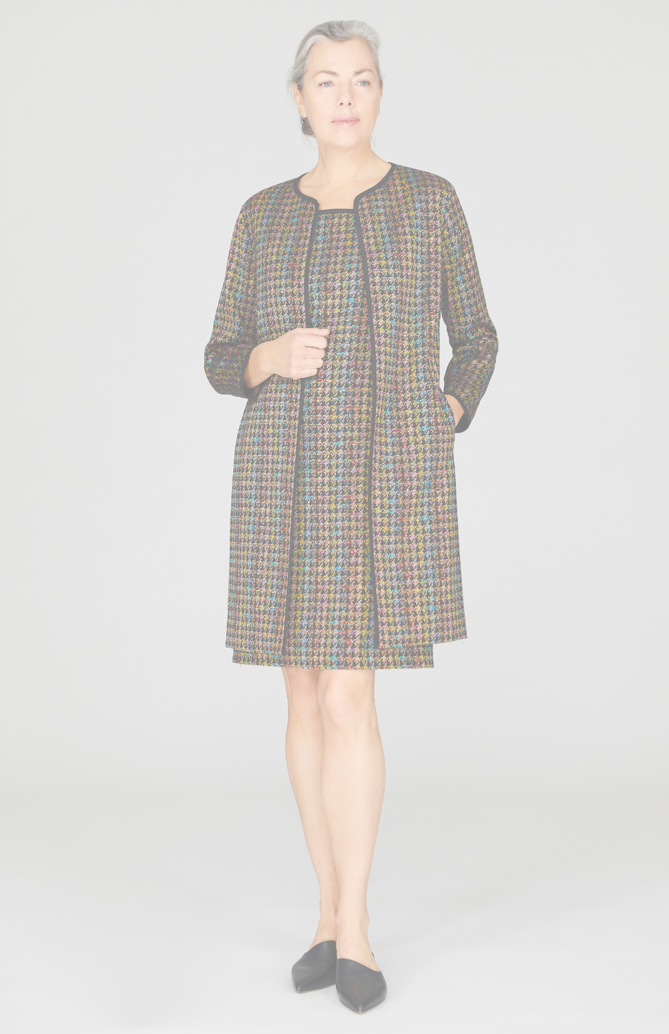 Rainbow Houndstooth Long Duster