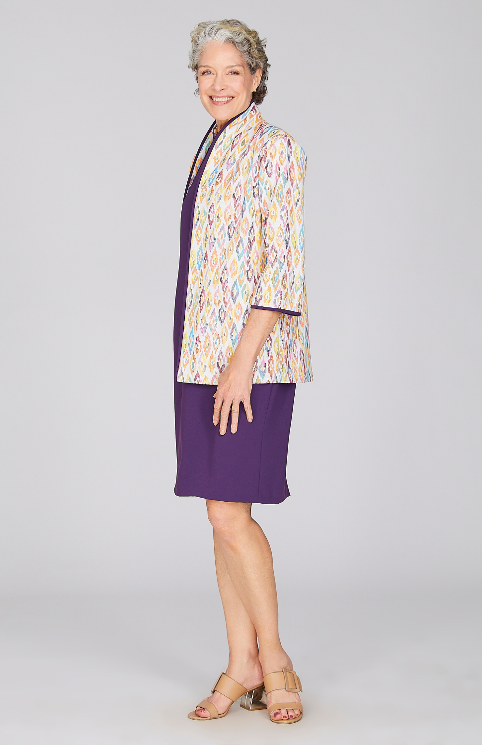 Abstract Feather High Neck Jacket