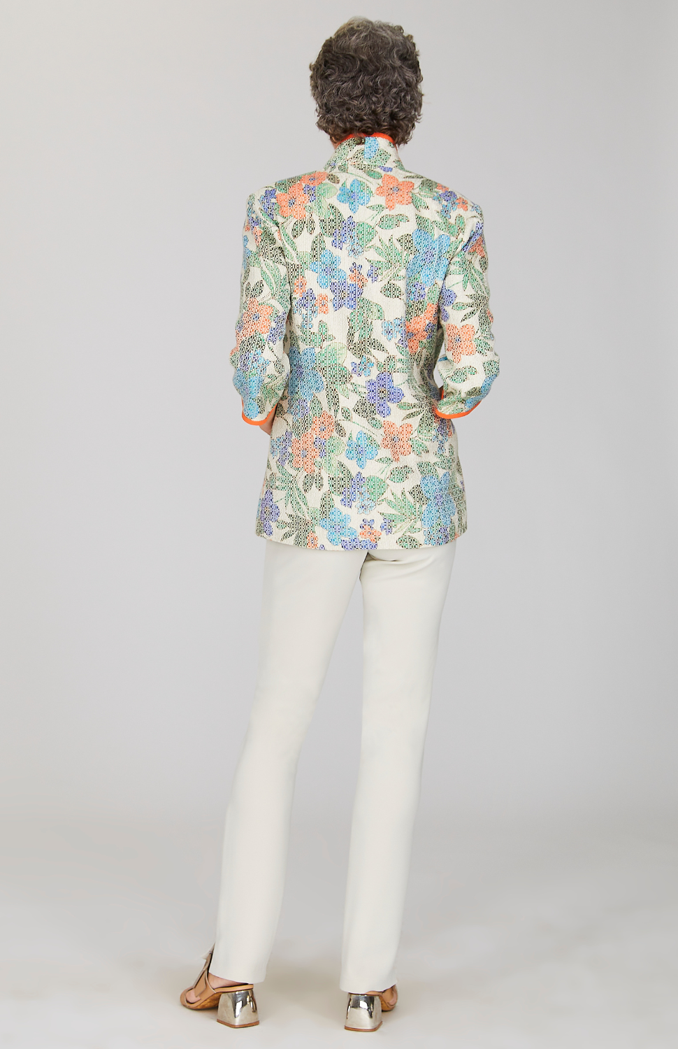 Illustrated Floral High Neck Jacket