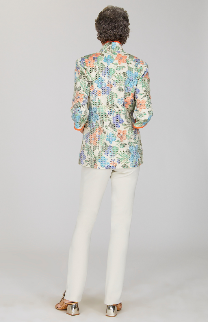 Illustrated Floral High Neck Jacket