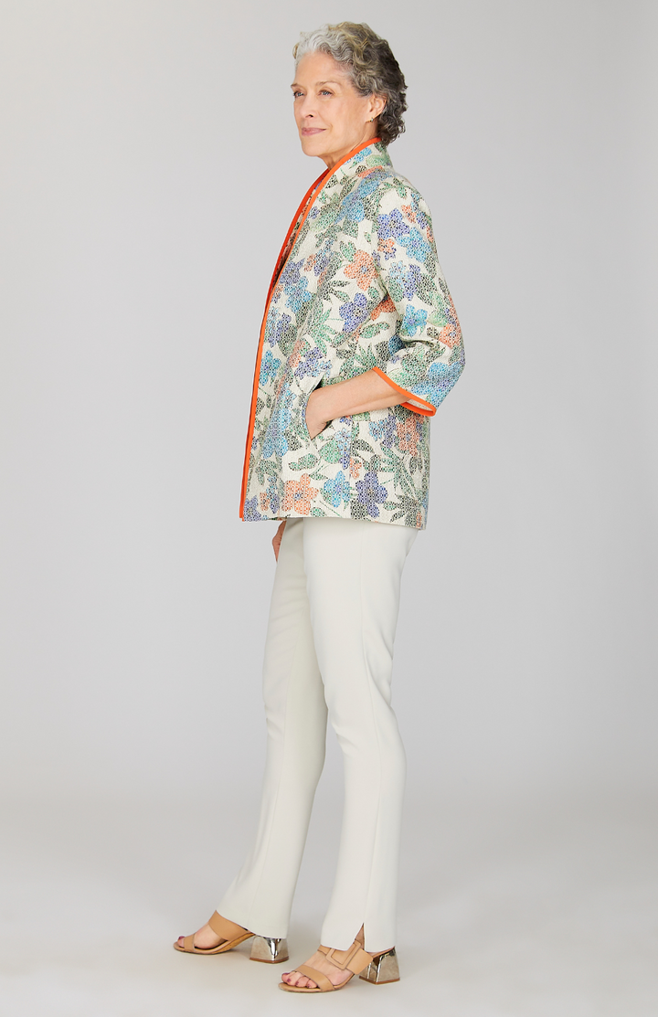 Illustrated Floral High Neck Jacket