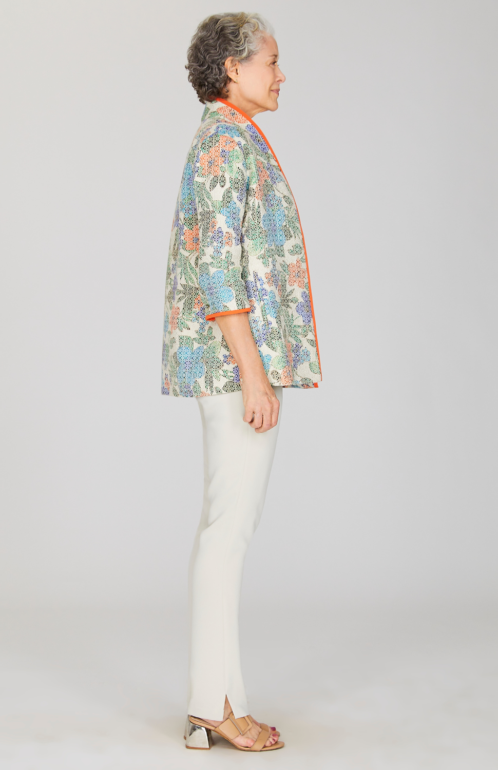 Illustrated Floral High Neck Jacket