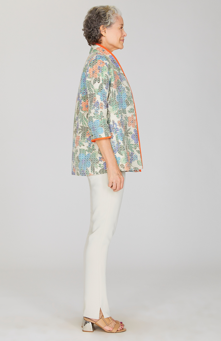 Illustrated Floral High Neck Jacket