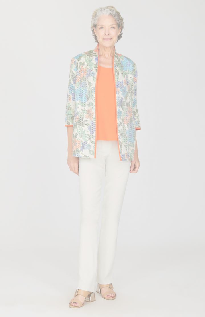 Illustrated Floral High Neck Jacket