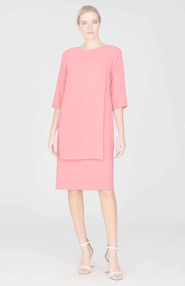 Lustrous Crepe Double Layer Dress