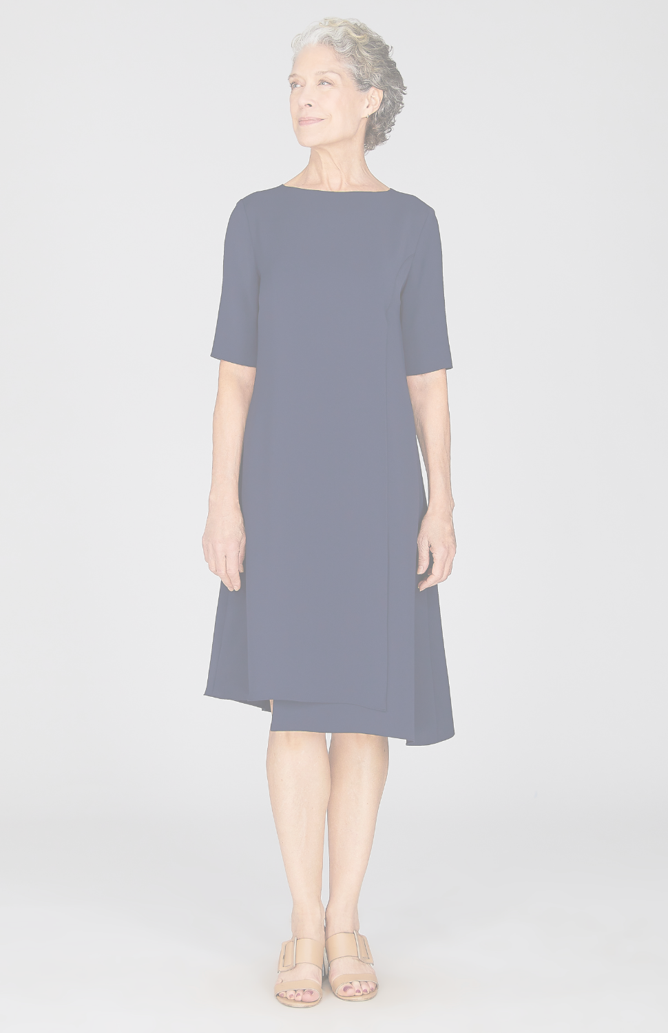 Lustrous Crepe Short Sleeve Layered Dress