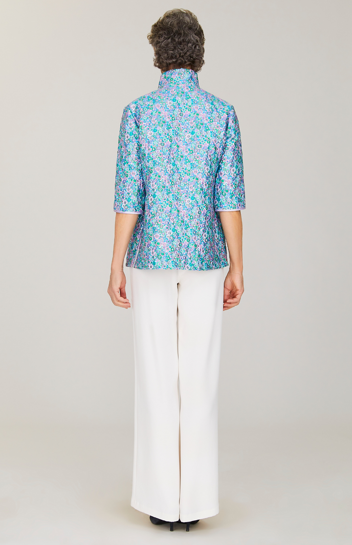 Luxe Garden Open Front High Neck Shirt