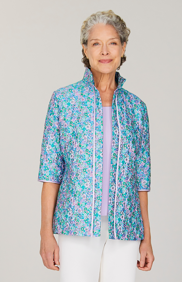 Luxe Garden Open Front High Neck Shirt