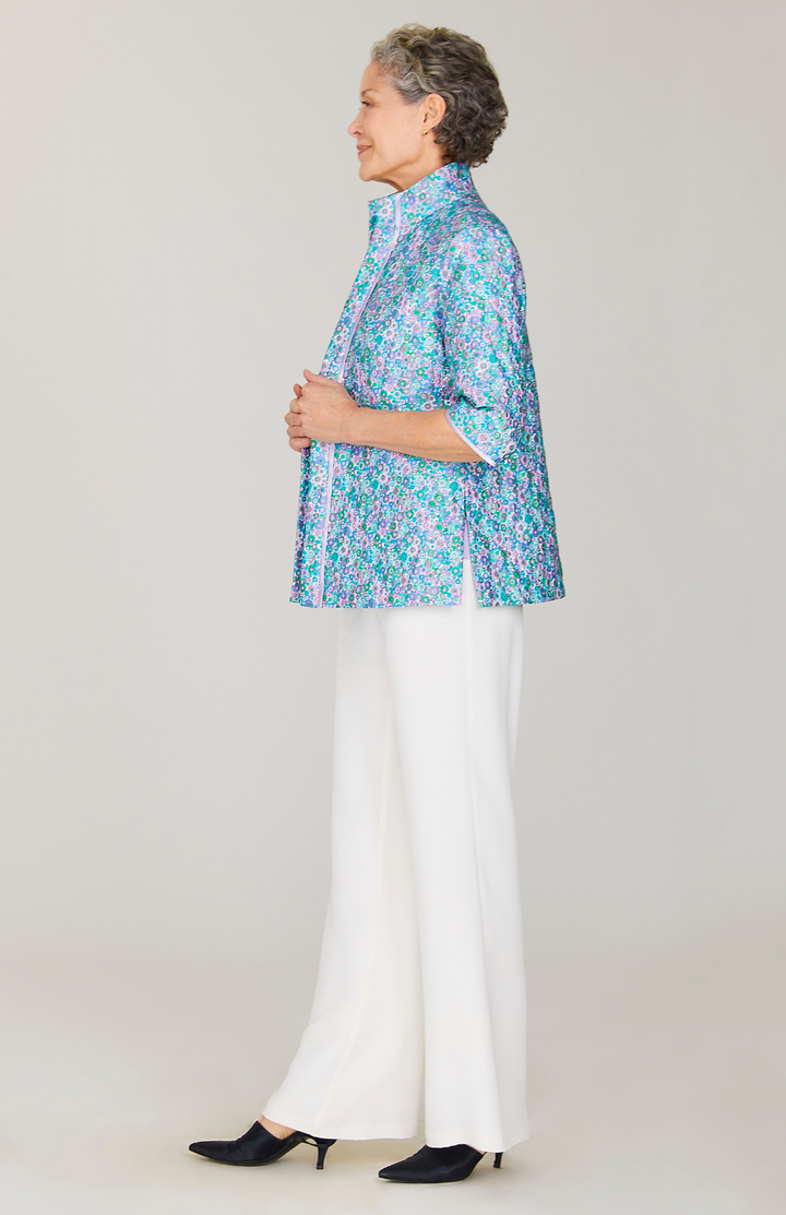 Luxe Garden Open Front High Neck Shirt