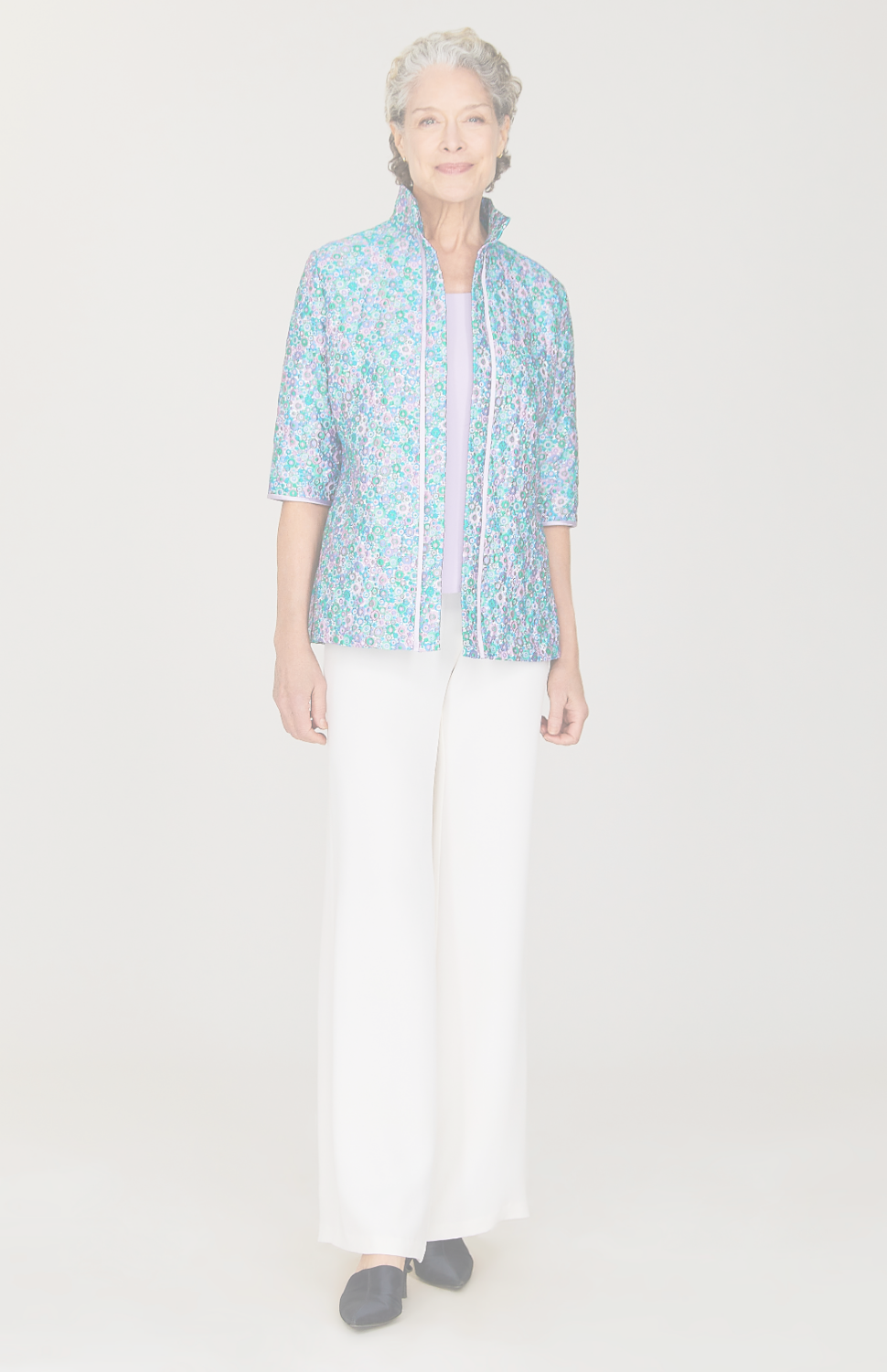 Luxe Garden Open Front High Neck Shirt