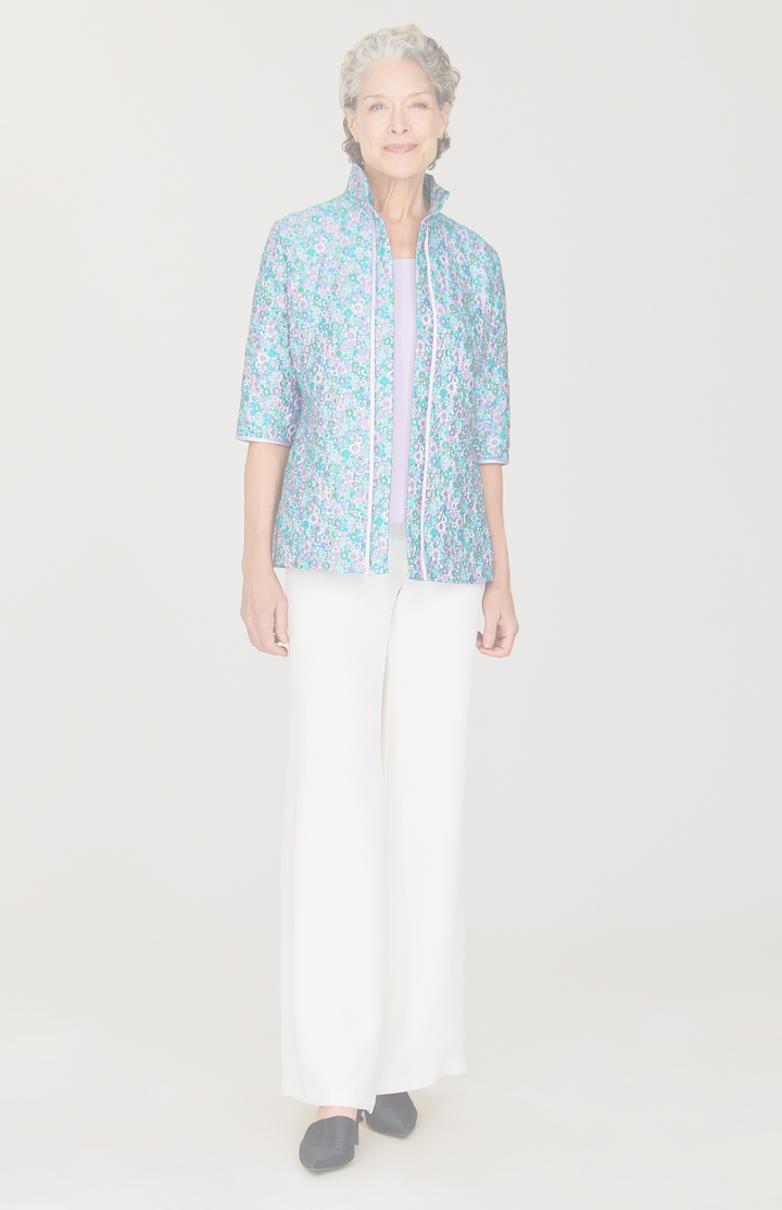 Luxe Garden Open Front High Neck Shirt
