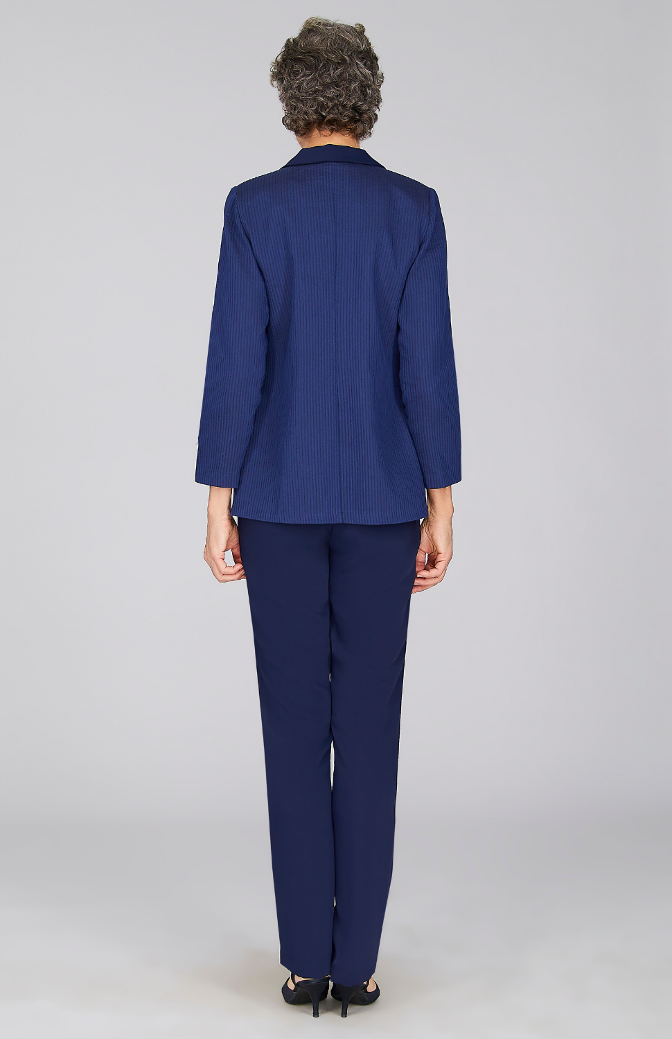 Sheer Stripe Blazer w/Contrast Trim