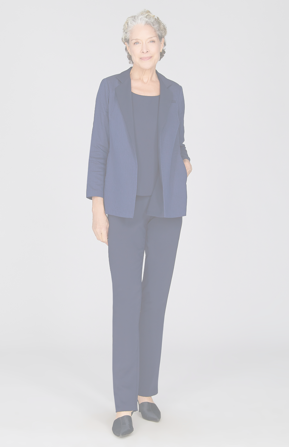 Sheer Stripe Blazer w/Contrast Trim