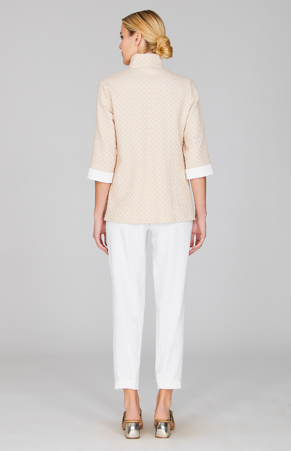 Tiled Jacquard High Neck Shirt