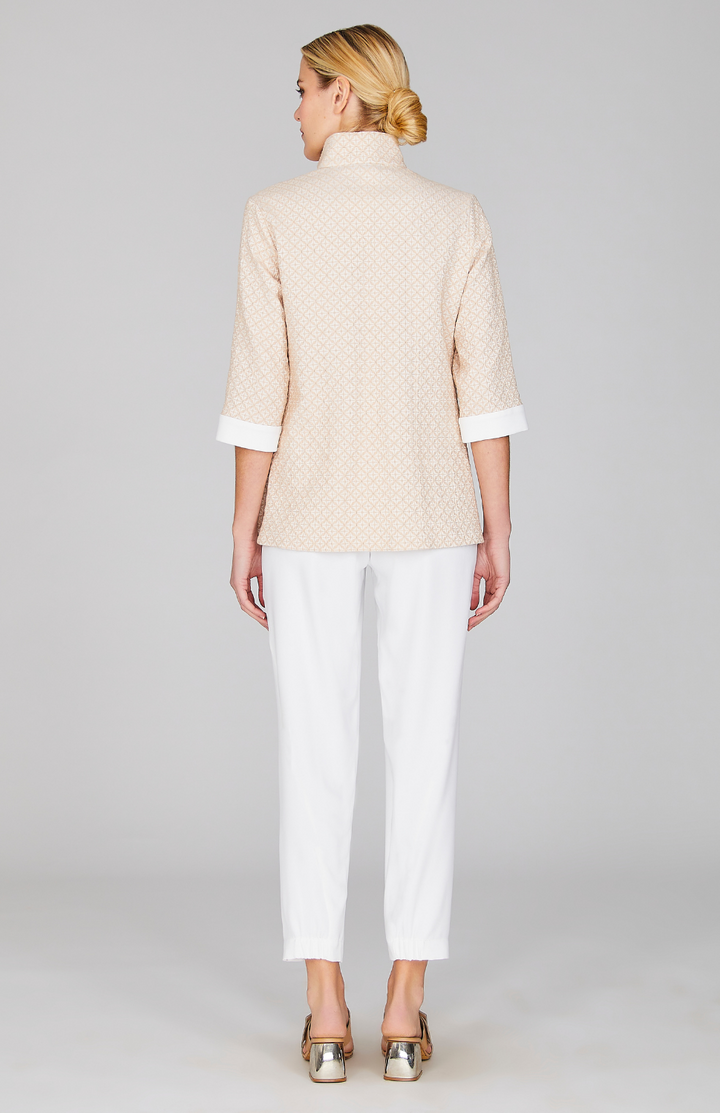 Tiled Jacquard High Neck Shirt