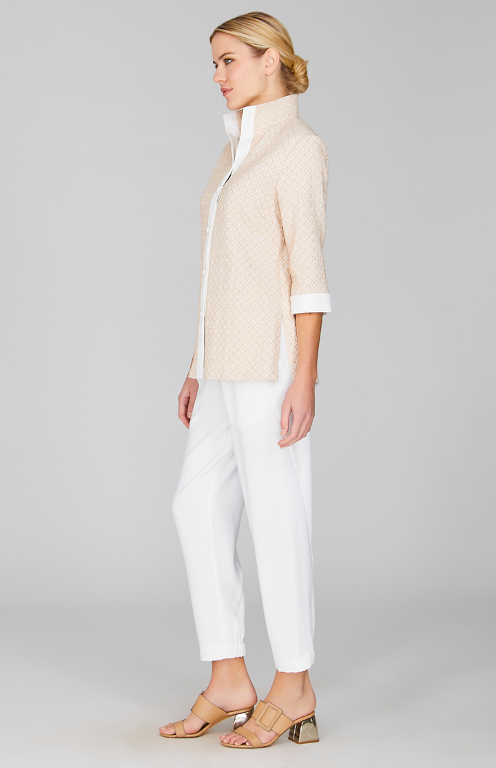 Tiled Jacquard High Neck Shirt