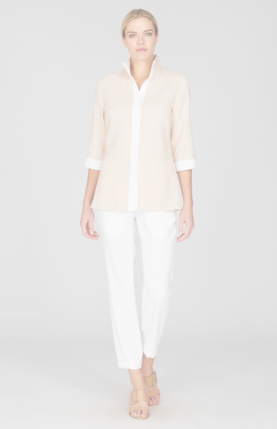 Tiled Jacquard High Neck Shirt