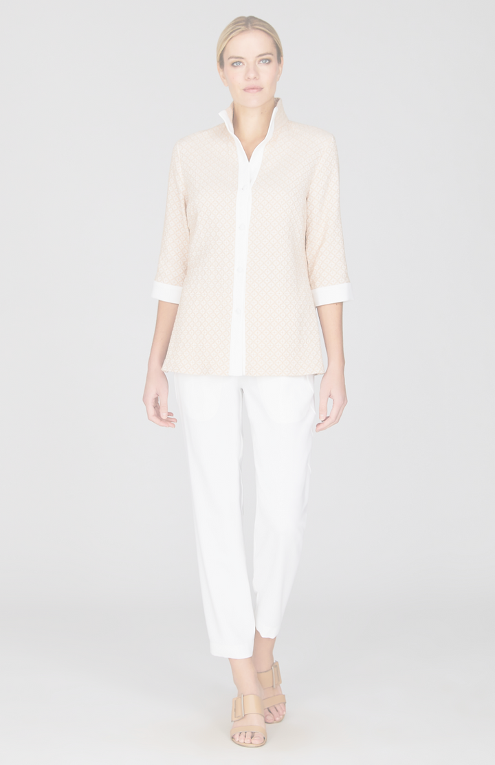 Tiled Jacquard High Neck Shirt